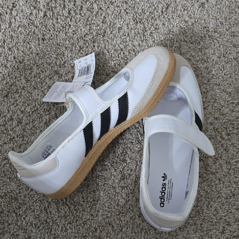 ADIDAS Samba Jane’s White and Black Slip-On Sneakers
